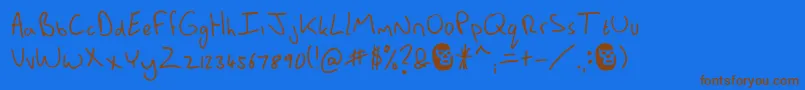 MannsBareHand Font – Brown Fonts on Blue Background