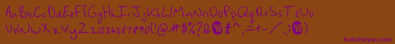 MannsBareHand Font – Purple Fonts on Brown Background