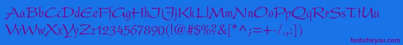 Police PresentltstdCondensed – polices violettes sur fond bleu