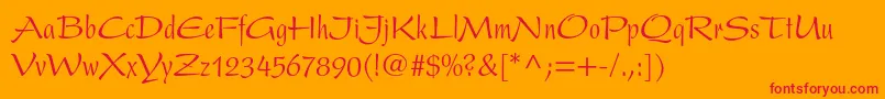 PresentltstdCondensed Font – Red Fonts on Orange Background