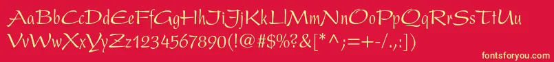 PresentltstdCondensed Font – Yellow Fonts on Red Background