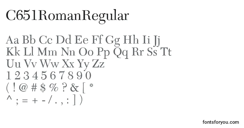 Schriftart C651RomanRegular – Alphabet, Zahlen, spezielle Symbole