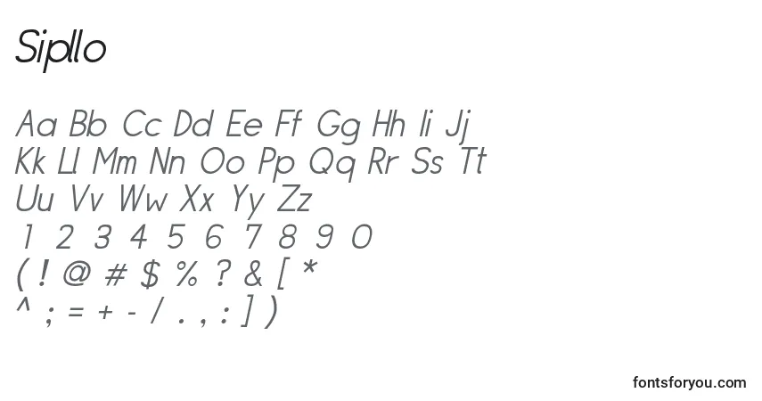Schriftart Sipllo – Alphabet, Zahlen, spezielle Symbole