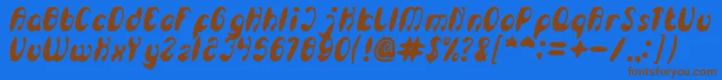 フォントEnjoyTheTimeBold – 茶色の文字が青い背景にあります。
