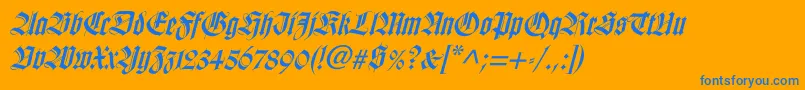 WilhelmklingsporgotischItalic Font – Blue Fonts on Orange Background