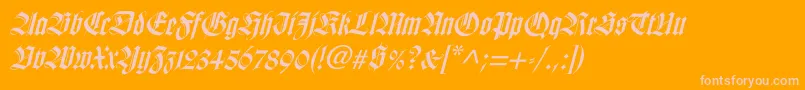 WilhelmklingsporgotischItalic-Schriftart – Rosa Schriften auf orangefarbenem Hintergrund