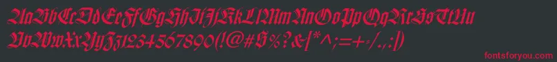 WilhelmklingsporgotischItalic Font – Red Fonts on Black Background