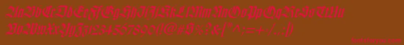 WilhelmklingsporgotischItalic Font – Red Fonts on Brown Background