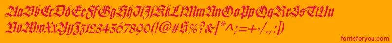 WilhelmklingsporgotischItalic Font – Red Fonts on Orange Background