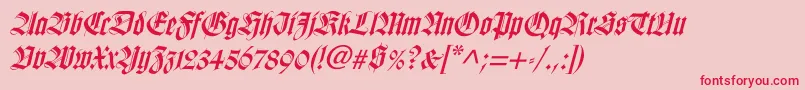 WilhelmklingsporgotischItalic-Schriftart – Rote Schriften auf rosa Hintergrund