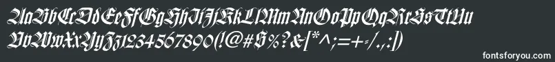 フォントWilhelmklingsporgotischItalic – 黒い背景に白い文字