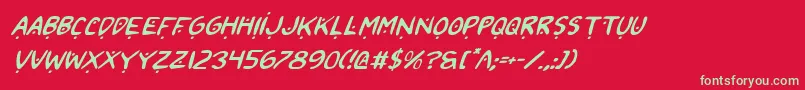 Czcionka 2toon2Italic – zielone czcionki na czerwonym tle
