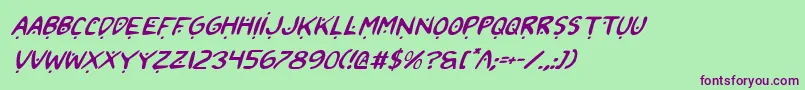 2toon2Italic Font – Purple Fonts on Green Background