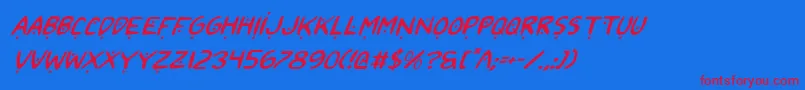 2toon2Italic-Schriftart – Rote Schriften auf blauem Hintergrund