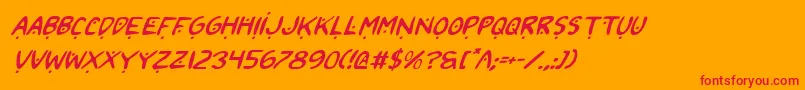 Fonte 2toon2Italic – fontes vermelhas em um fundo laranja