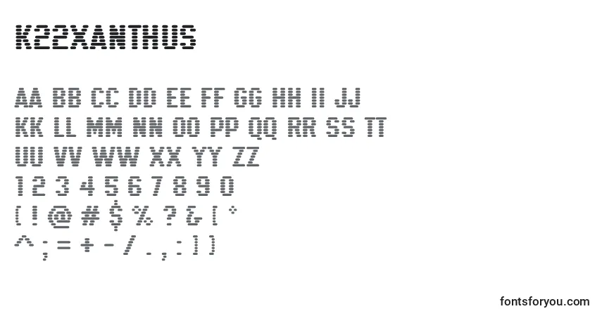 Czcionka K22Xanthus (111399) – alfabet, cyfry, specjalne znaki