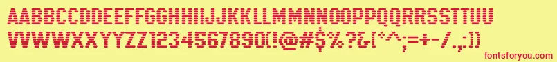 K22Xanthus Font – Red Fonts on Yellow Background