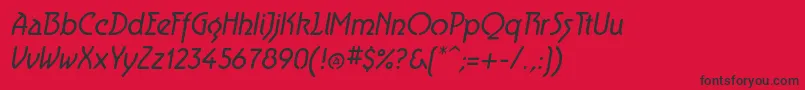 Fonte AeroliteItalic – fontes pretas em um fundo vermelho