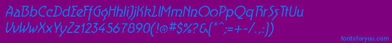 AeroliteItalic Font – Blue Fonts on Purple Background