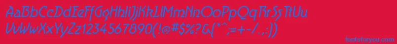 AeroliteItalic Font – Blue Fonts on Red Background