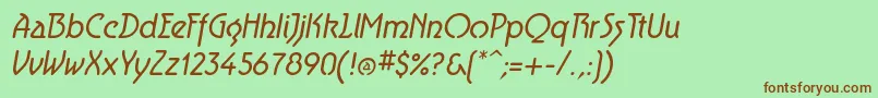 AeroliteItalic Font – Brown Fonts on Green Background