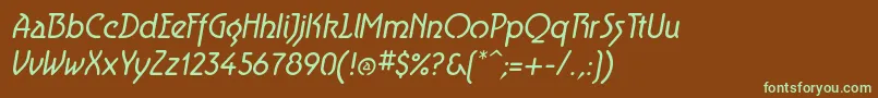 Czcionka AeroliteItalic – zielone czcionki na brązowym tle