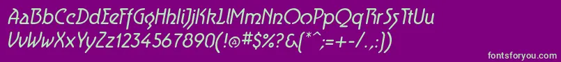 fuente AeroliteItalic – Fuentes Verdes Sobre Fondo Morado