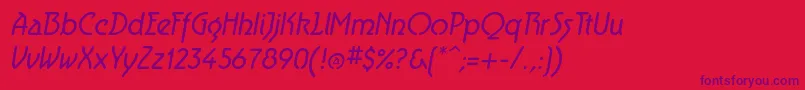 AeroliteItalic Font – Purple Fonts on Red Background