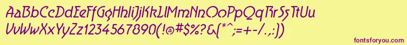 AeroliteItalic Font – Purple Fonts on Yellow Background