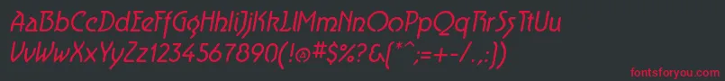 AeroliteItalic Font – Red Fonts on Black Background