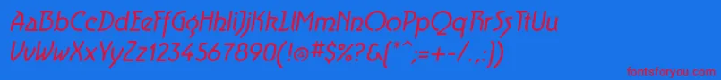 フォントAeroliteItalic – 赤い文字の青い背景