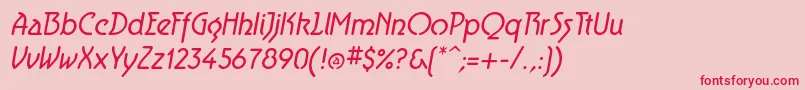 Fonte AeroliteItalic – fontes vermelhas em um fundo rosa
