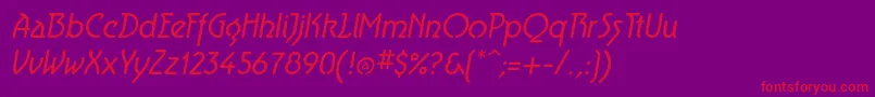 AeroliteItalic Font – Red Fonts on Purple Background