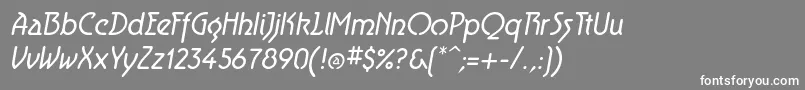 AeroliteItalic-Schriftart – Weiße Schriften auf grauem Hintergrund