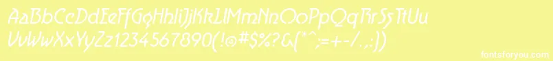 AeroliteItalic-Schriftart – Weiße Schriften auf gelbem Hintergrund