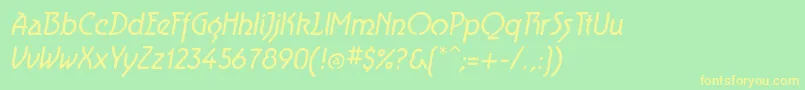 AeroliteItalic Font – Yellow Fonts on Green Background