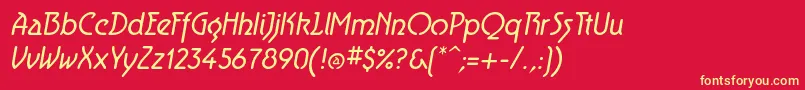 AeroliteItalic Font – Yellow Fonts on Red Background