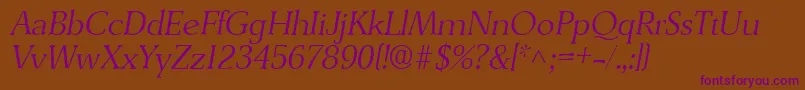 DerringerlhItalic-fontti – violetit fontit ruskealla taustalla