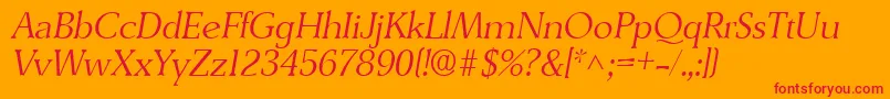 DerringerlhItalic-Schriftart – Rote Schriften auf orangefarbenem Hintergrund