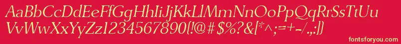 DerringerlhItalic-fontti – keltaiset fontit punaisella taustalla