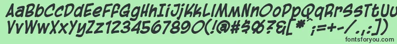 BlambotCasualBolditalic Font – Black Fonts on Green Background