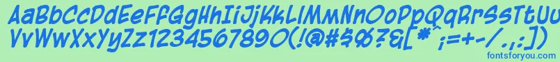 BlambotCasualBolditalic Font – Blue Fonts on Green Background