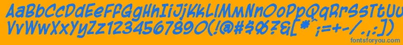 BlambotCasualBolditalic-Schriftart – Blaue Schriften auf orangefarbenem Hintergrund