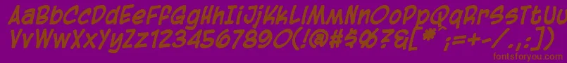 BlambotCasualBolditalic-Schriftart – Braune Schriften auf violettem Hintergrund