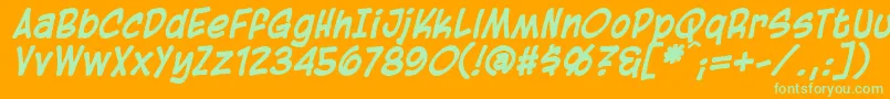 BlambotCasualBolditalic-Schriftart – Grüne Schriften auf orangefarbenem Hintergrund