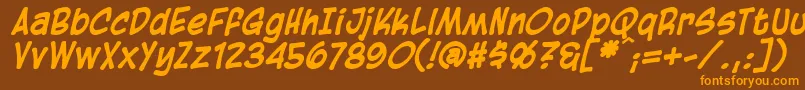 BlambotCasualBolditalic-Schriftart – Orangefarbene Schriften auf braunem Hintergrund