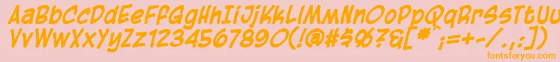 BlambotCasualBolditalic-Schriftart – Orangefarbene Schriften auf rosa Hintergrund