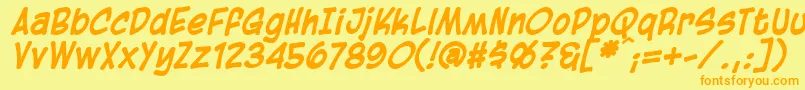 BlambotCasualBolditalic-Schriftart – Orangefarbene Schriften auf gelbem Hintergrund