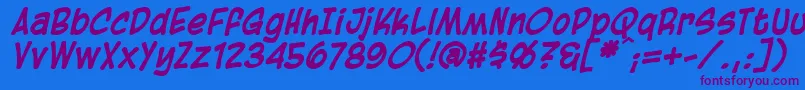 BlambotCasualBolditalic Font – Purple Fonts on Blue Background