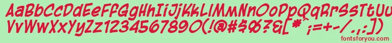 BlambotCasualBolditalic Font – Red Fonts on Green Background